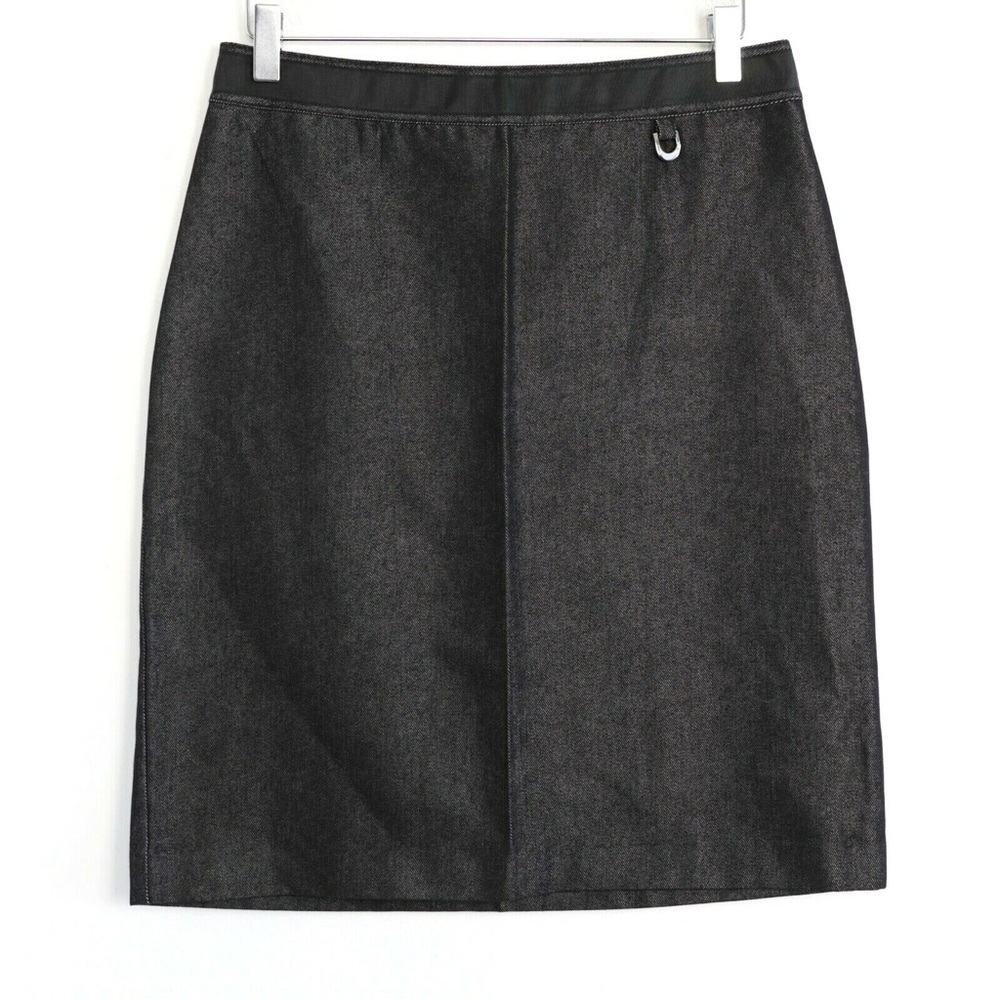 NWOT Club Monaco black denim straight skirt high waist 6 asphalt classic pencil